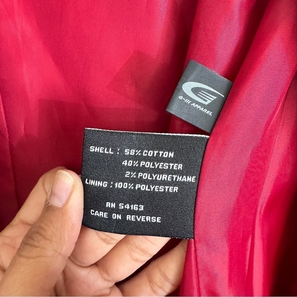 Kenneth Cole New York Women’s Red Mid Length Jacket Trench Coat Wide Collar sz S - Picture 12 of 15